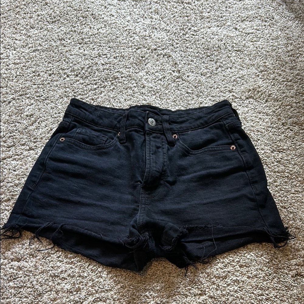 Old Navy Black Jean Shorts High-Waisted Distressed